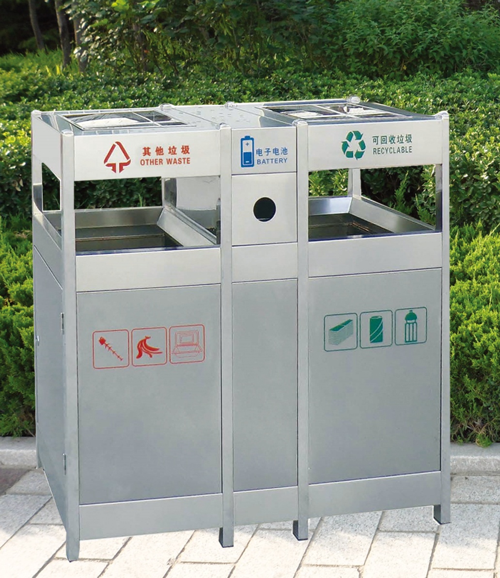 淄博不銹鋼分類垃圾桶，濟(jì)寧不銹鋼分類果皮箱
