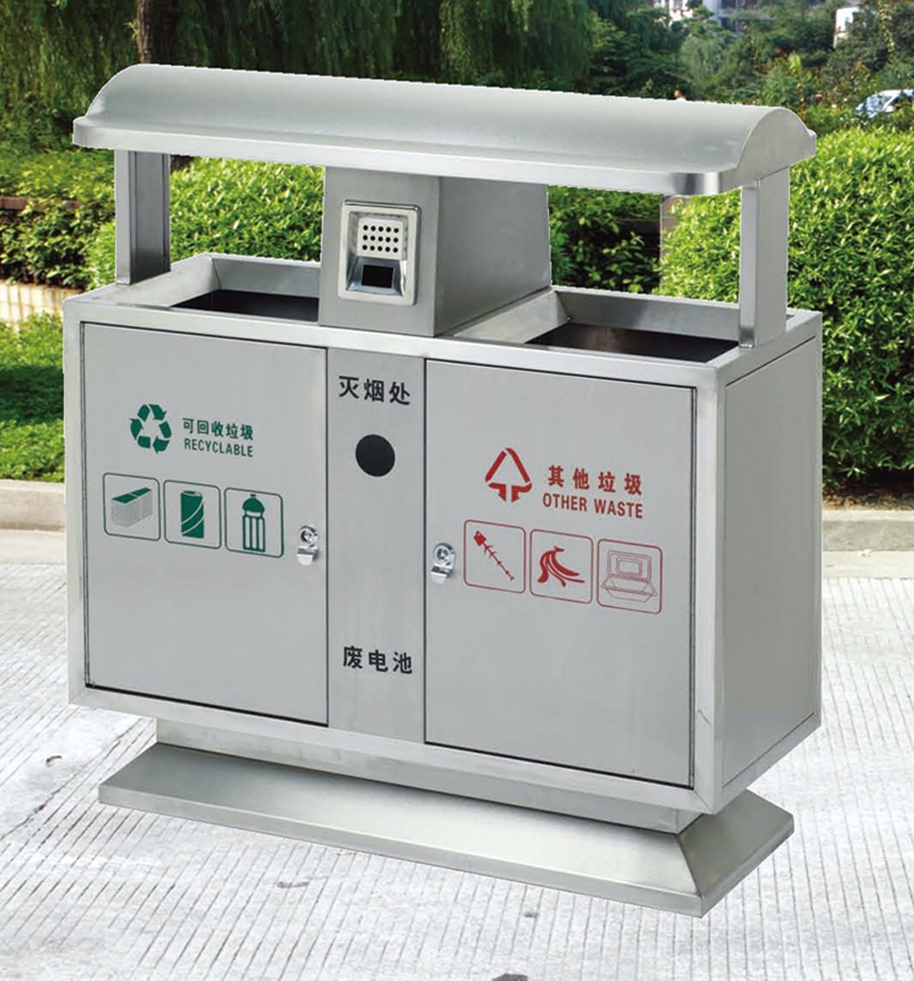 山東不銹鋼果皮箱，濰坊不銹鋼分類垃圾桶